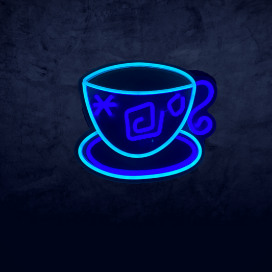 Blue Tea Cup Neon Sign