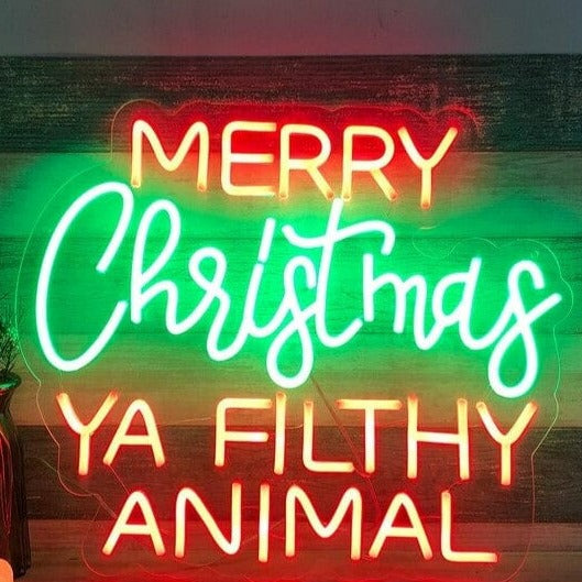 Merry Christmas Filthy Animal Deluxe LED Neon Sign