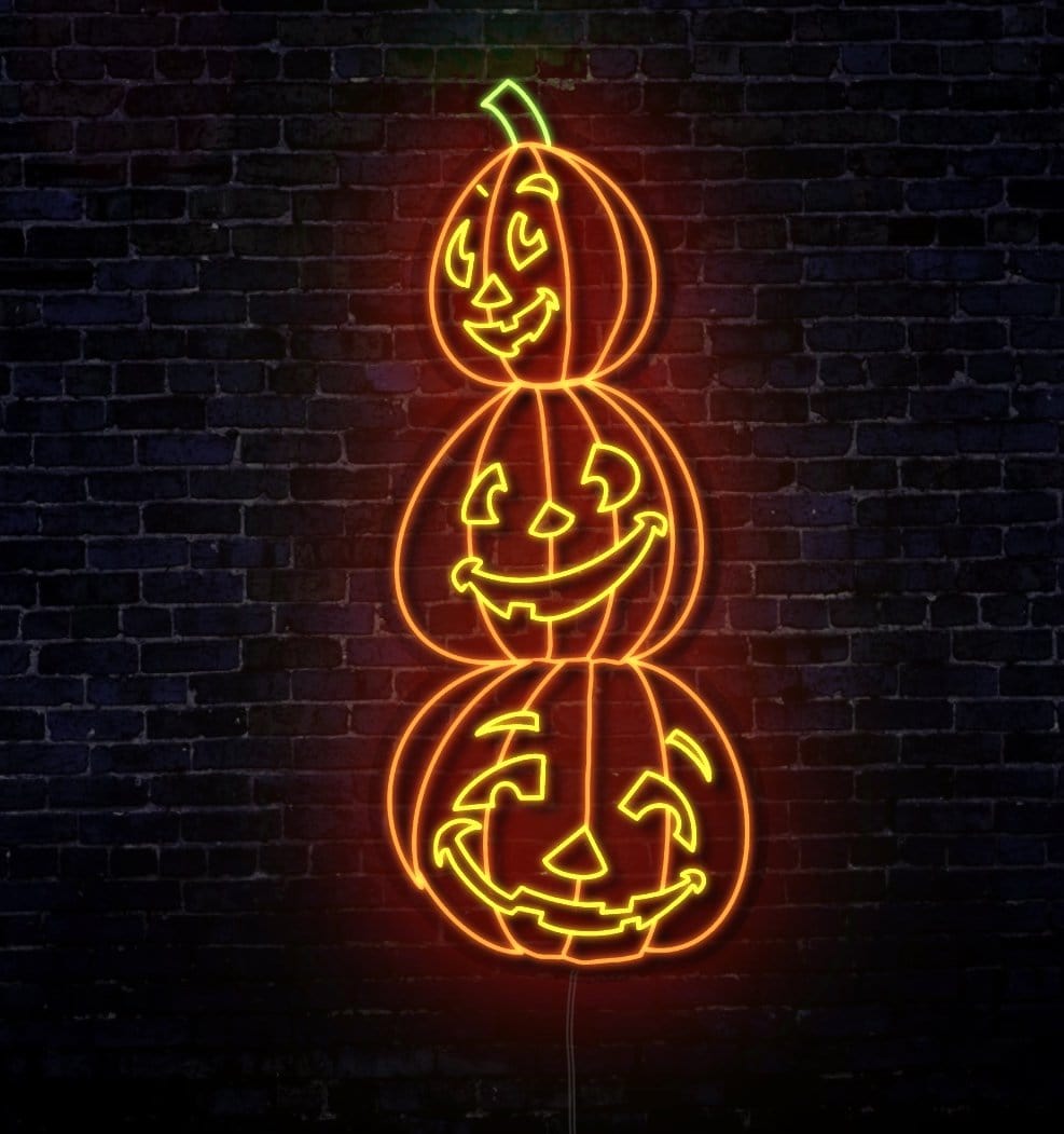 Happy Tower of Pumpkins LED Neon sign