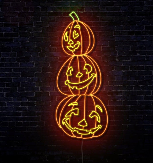 Happy Tower of Pumpkins LED Neon sign